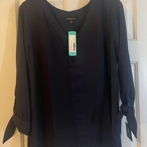 Long sleeved navy blouse